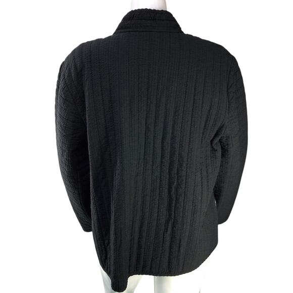 J Jill Pure Elements Womens Plus Size 2X Jacket Seersucker Open Pockets Black - Picture 7 of 16